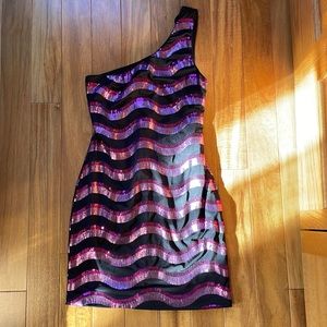 Going out, short purple sequin dress